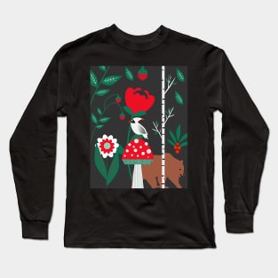 Bear woodland at night Long Sleeve T-Shirt